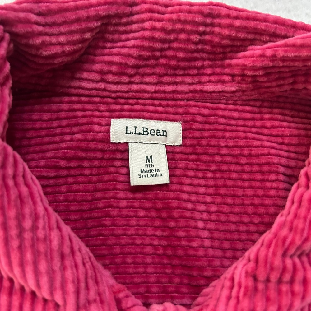 LL Bean Womens Corduroy Button Down Shirt Raspberry Pink Cotton Regular M - Picture 3 of 9